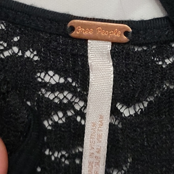 Free People Black Lace Peplum Open Back Top XS - Picture 14 of 16